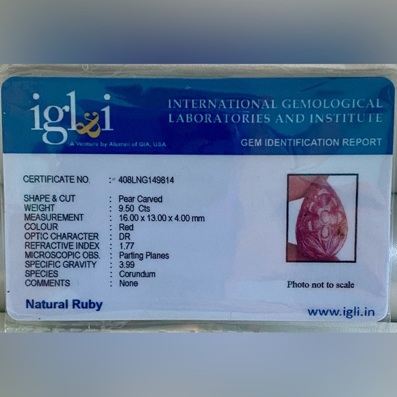 Jewelry - 9.5 Ct Natural Ruby Gemstone